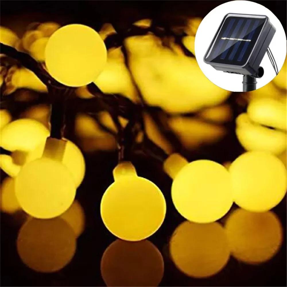 5/7/12M Solar Outdoors String Lights Ball String Fairy Light Party Wedding Birthday Decoration Garland Fairy Garden Holiday