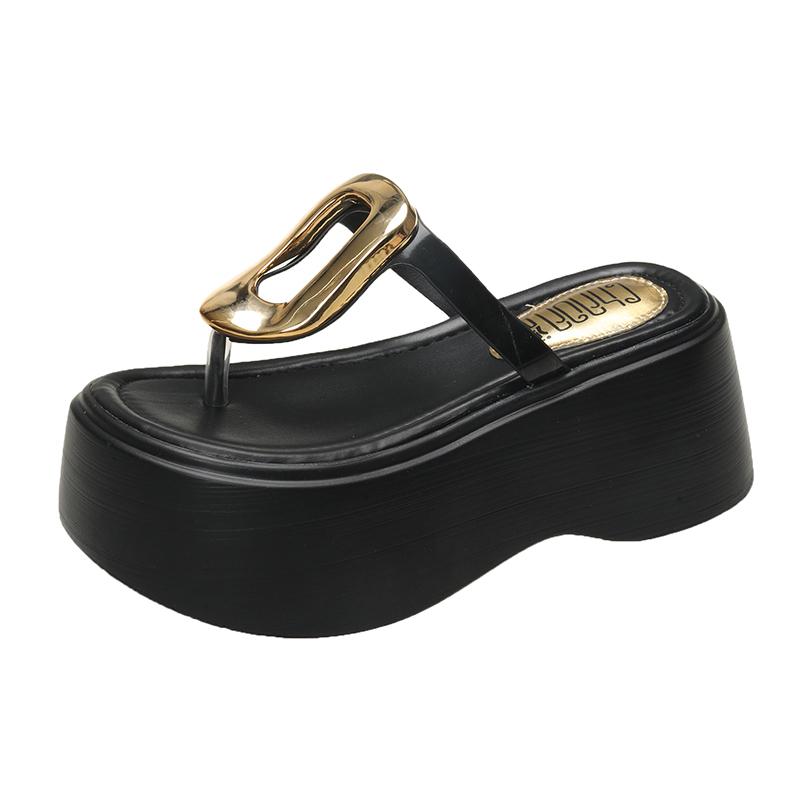 Fashion 7.5cm Summer Women Flip-Flops Chunky Beach Shoes 2024 Ladies Wedge Heels Open Toe Slippers Woman Platform Slides Outside Sandals