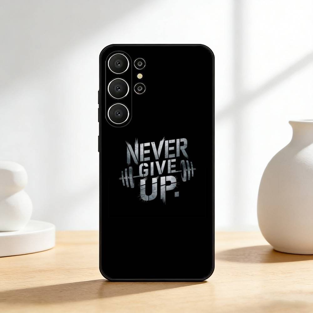 M-Motivate yourself to never give up Phone Case For Samsung S26,S25,24,23,22,30,21,10,9,Ultra,Plus,Lite,FE Soft Black Case