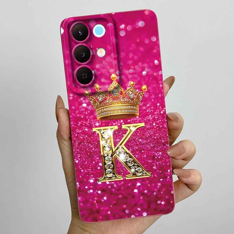 For Realme 15X C85 5G Crown Initial Letter Couple Phone Case Realme15X RMX5250 RMX5253 Soft Silicone TPU Lens Protective Casing