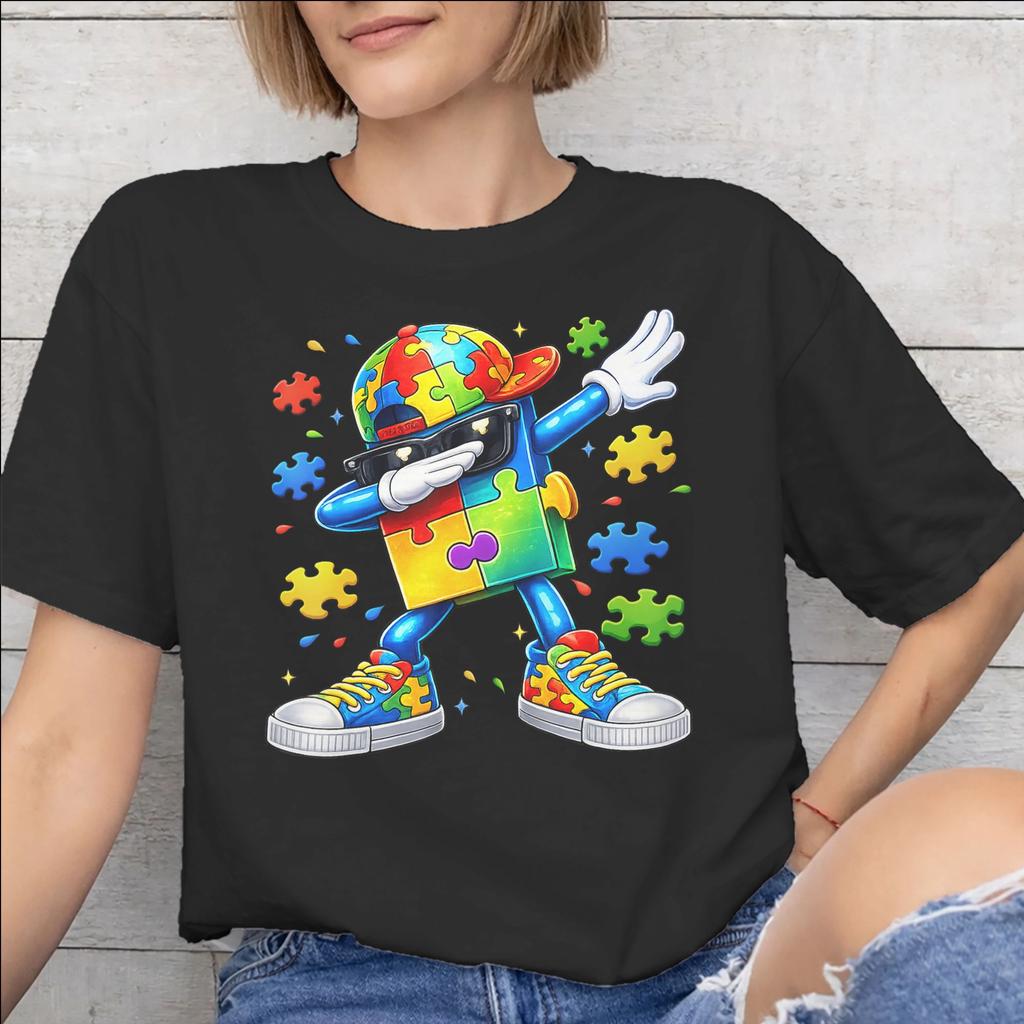 New Arrival Dabbing Puzzle Autism Awareness T Shirt for Men Women 100 Cotton Tshirts Short Sleeve Clothing