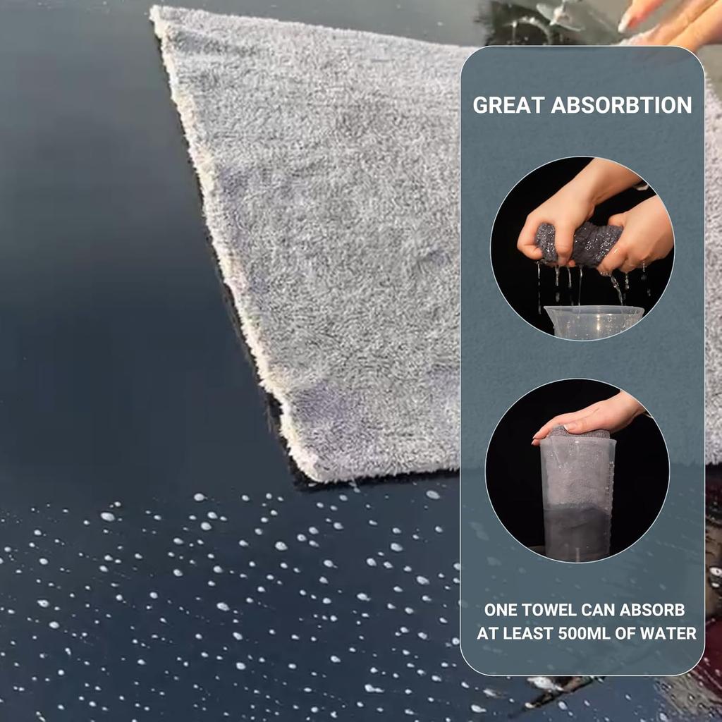 Edgeless Microfiber Towels For Cars, Super Soft Car Drying Towel, Microfiber Cleaning Cloth, 550GSM Premium Water Absorbtion Polishing Detailing