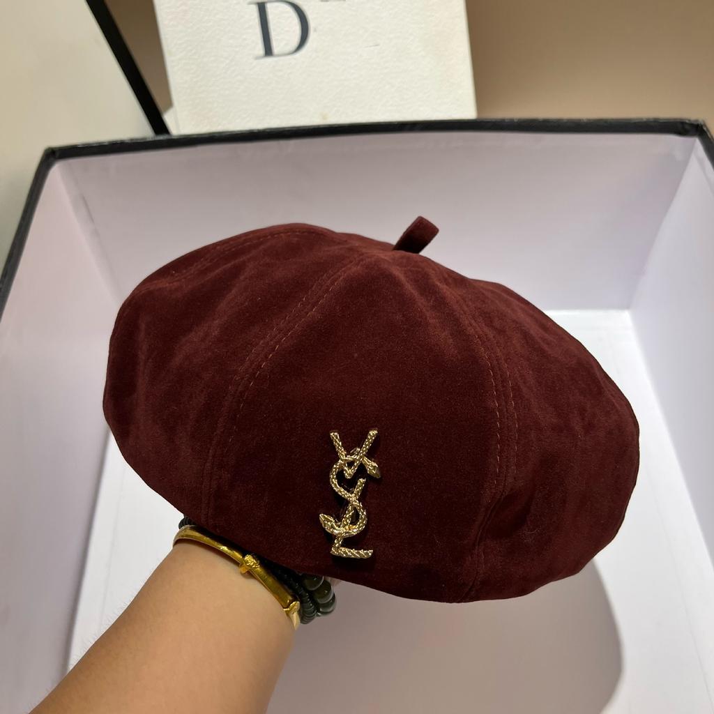 Vsl Paris Catwalk Autumn Octagonal Beret High Quality Big Hat Frosted Leather Painter Hat