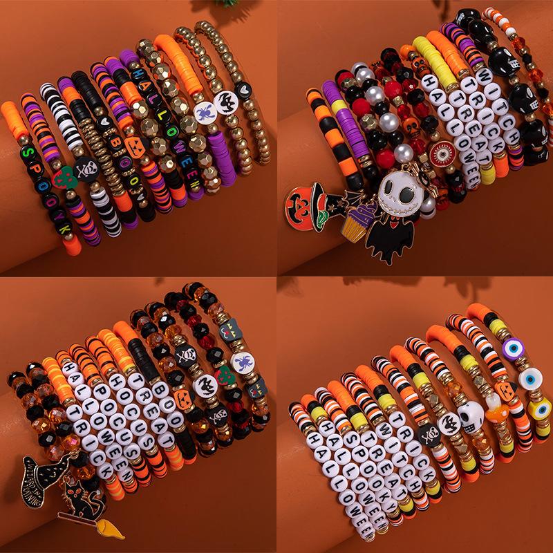 Hot Sale Acrylic Bracelet Set Halloween Bracelet Cartoon Ghost Pumpkin Jewelry Horror Dress Up Ornament