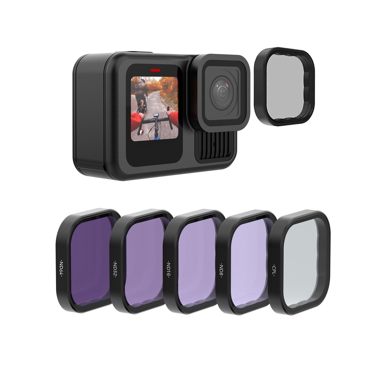 

Комплект из 5 фильтров для объектива TELESIN для CPL ND8 ND16 ND32 ND64 GoPro Hero Black, комплект фильтров нейтральной плотности и поляризации, аксессуары для защиты объектива