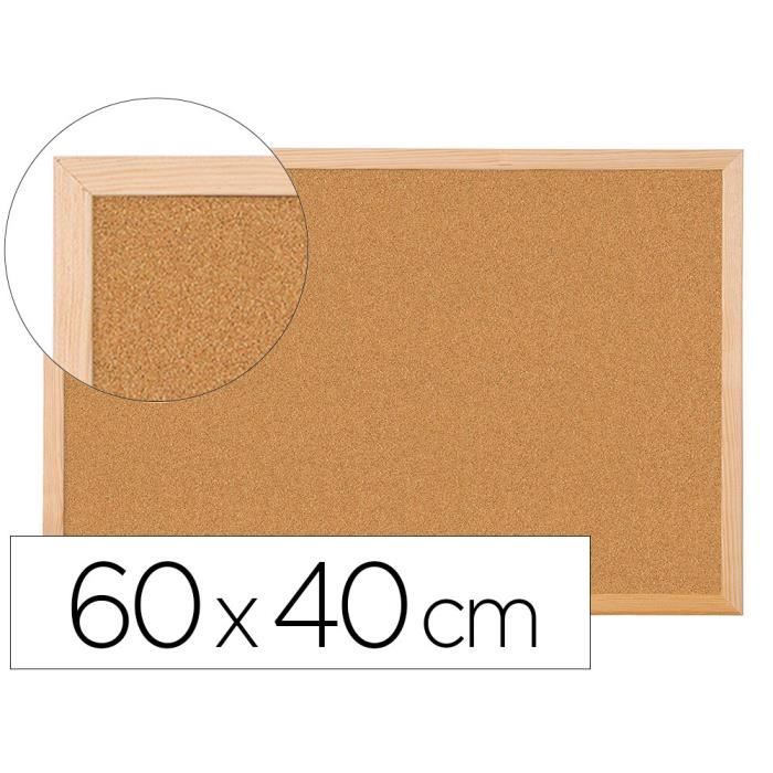 Tableau liège - Q-Connect - 60x40cm - Cadre bois pin naturel - 2 faces - 5 épingles inclus