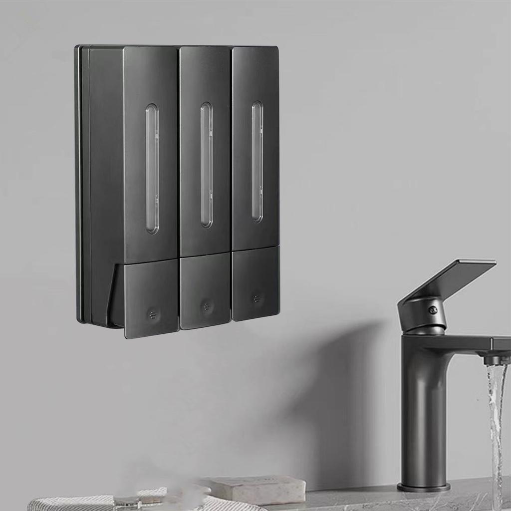 3 Chamber Shower Dispenser Wall Mounted Shampoo Conditioner Dispenser 1200ml 3 Chamber Shower Soap Dispenser for Bathroorm Hotel