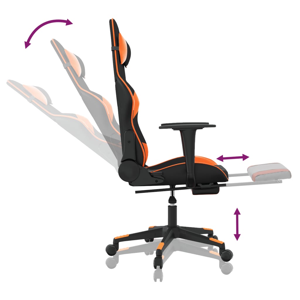 Gaming Chair with Footrest Black and Orange PU Leather