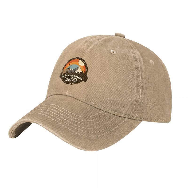 Yosemite National Park Vintage Washed Canvas Baseball Cap with Mountain Sunset Patch Design Classic Outdoor Adventure Hat