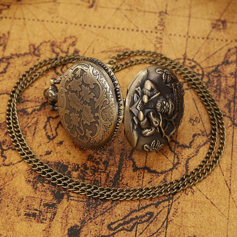 Модные классические мужские часы Санта-Клаус Лось Кварцевые карманные часы Винтажные — фото 7