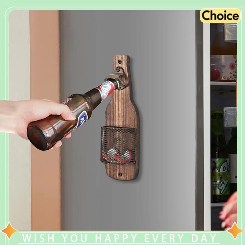 Wall Mounted Beer Bottle Opener Creative Cap Catcher Decorative Kitchen Bar Accessory Storage Tool for Home Wall Decor