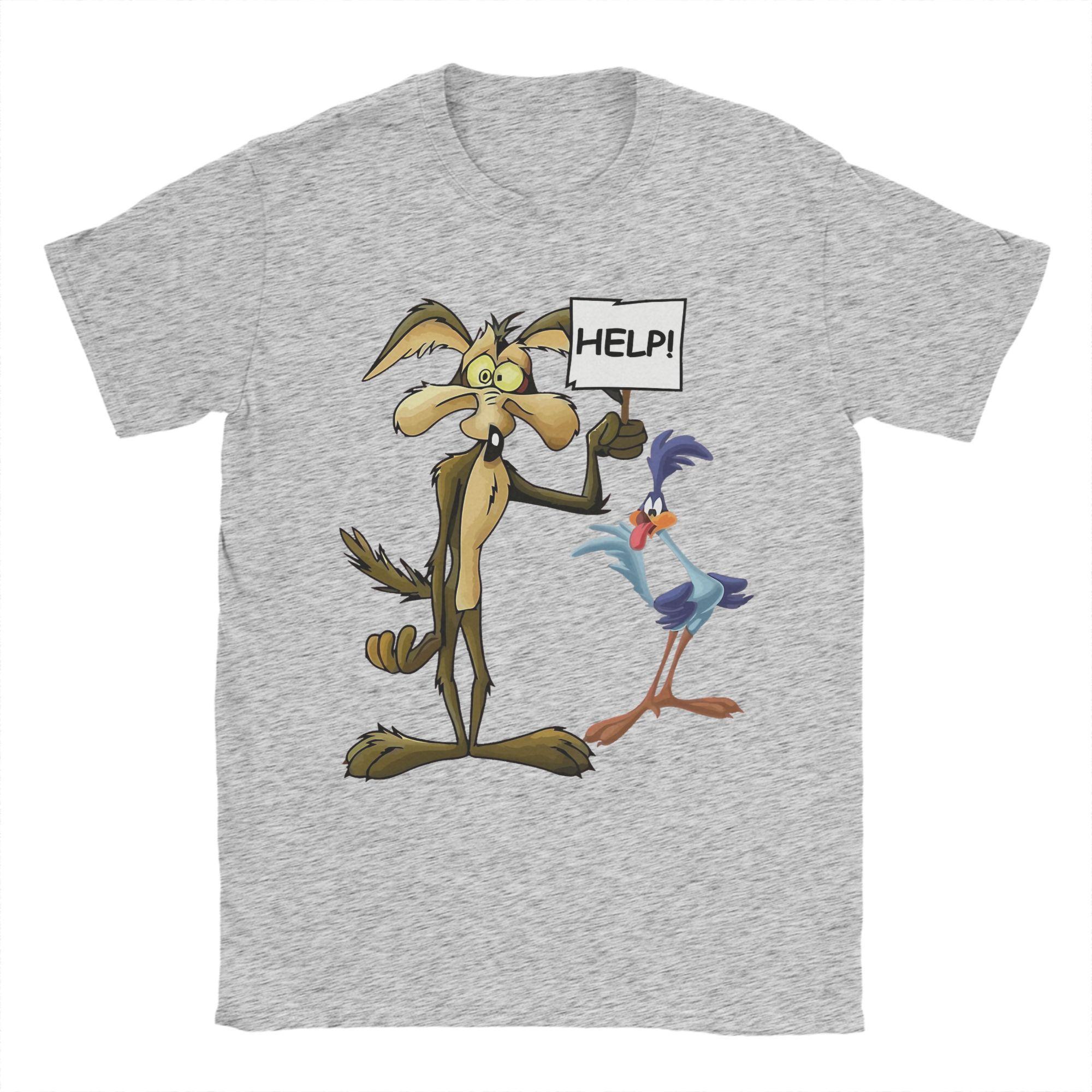 

Wile E. Coyote And The Road Runner T-Shirt Summer Harajuku T-Shirts Man Cotton O Neck Plus Size 5XL Tees Short Sleeve L