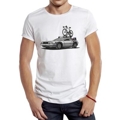 Vintage Auto mit Fahrrad Herren T-Shirt Grafik Kunst Fahrrad Roadtrip Sportkleidung Retro Oberteile Hipster T-Shirt