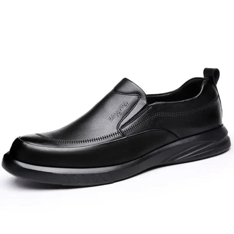 Herrenschuhe Rundspitze Leder Casual Schwarz Gesellschaftsschuh für Herren Hohe Qualität Mode 2024 Trend Business Gentleman Italienisch 39