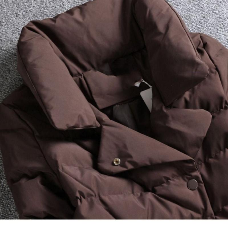 Fashionable Korean-style Thick Cotton Jacket with Short Length and Stand Collar for Winter