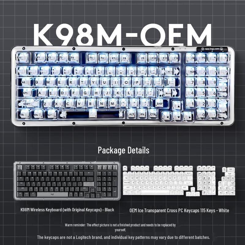 

Logitech K98M Ice Crystal Wireless AI Hot-Swappable Custom Mechanical Keyboard