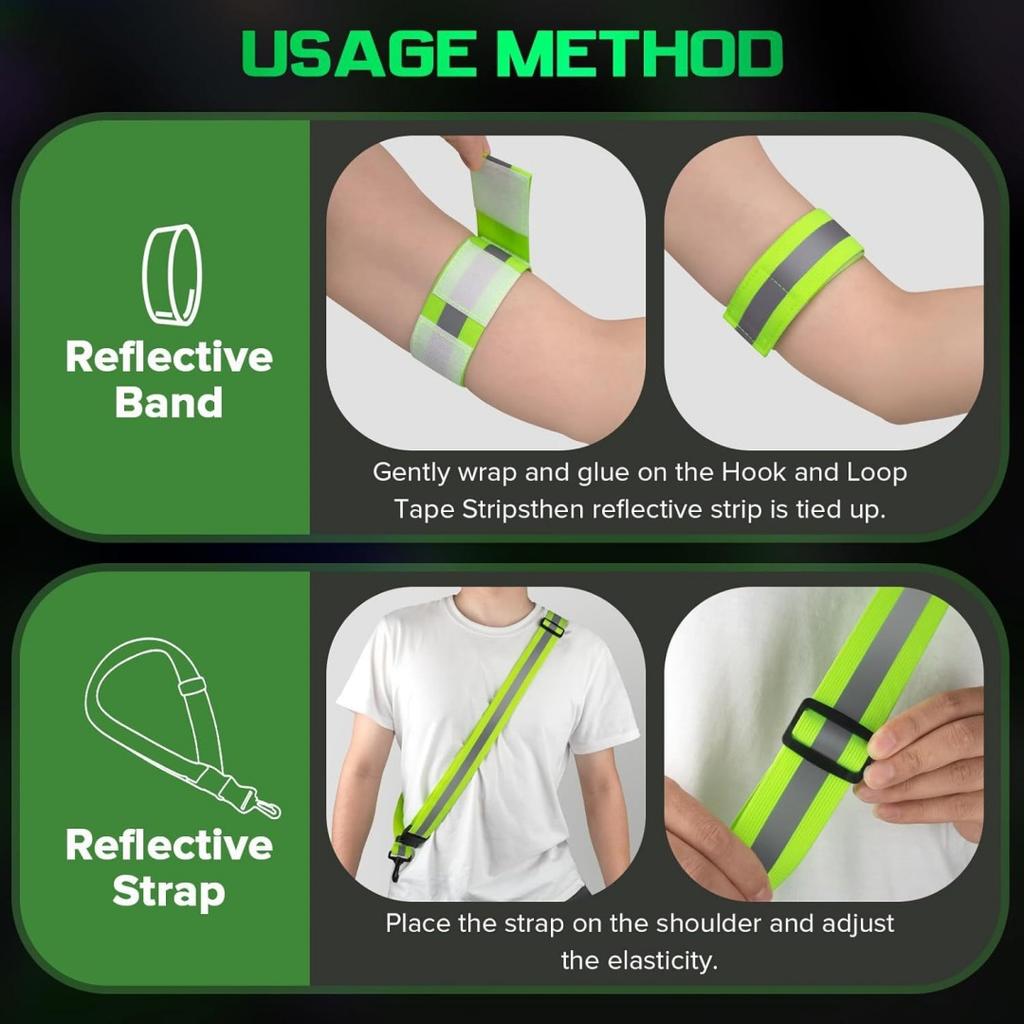 Adult and Children Reflective Straps Night Running Cycling Clothing Adjustable Safety Shoulder Strap Wristband Elastic Band