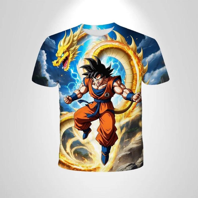 2026 New Dragon Ball 3D Printed T-shirt for Children's Clothing, Adult Summer Short Sleeved Anime T-shirt,casual and Fashionable