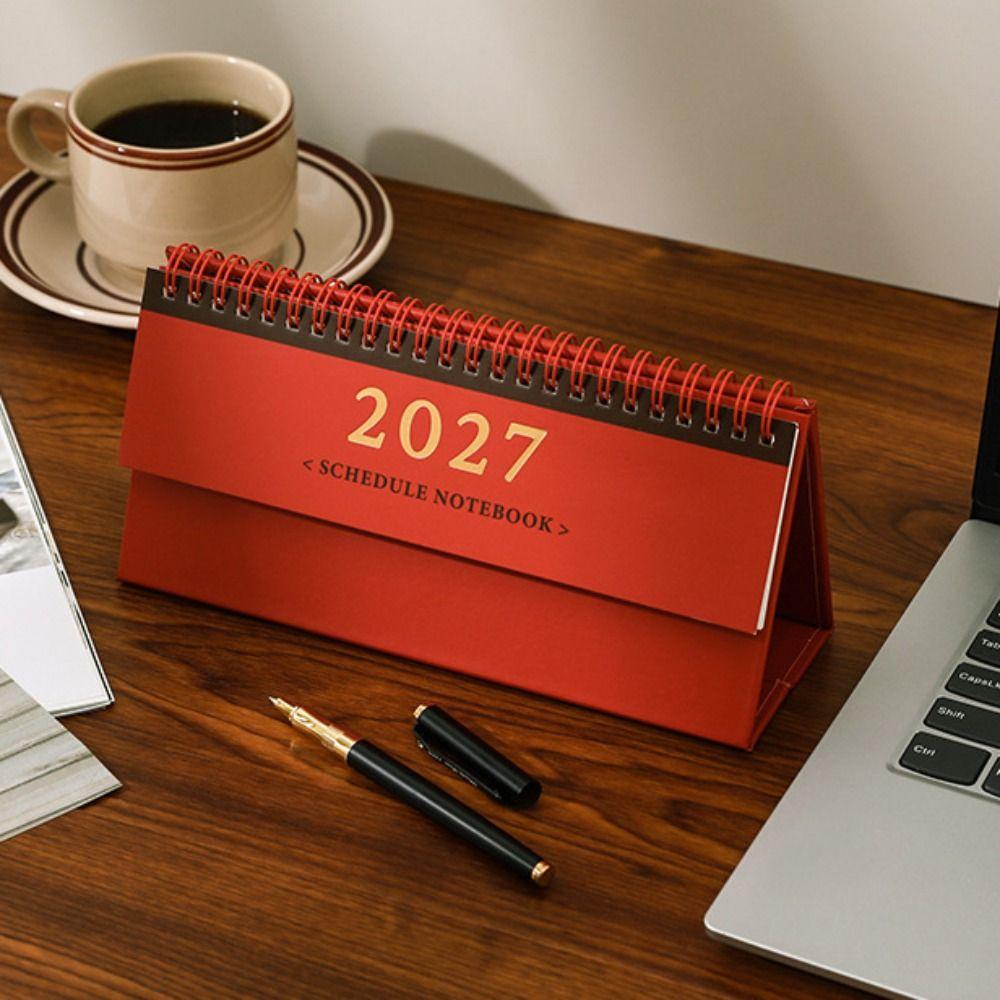 Creative 2027 Desktop Calendar Thick Paper Time Manegement Organizers  Desktop Decoration