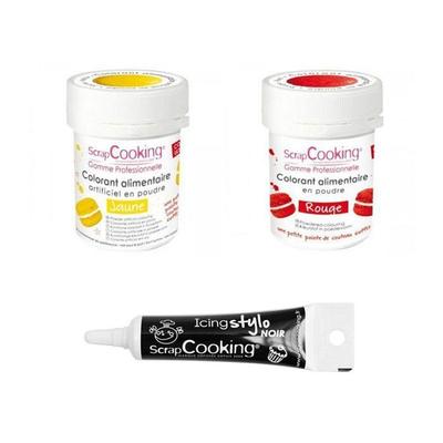 2 Red-yellow Food Colorings + Black Icing Pen