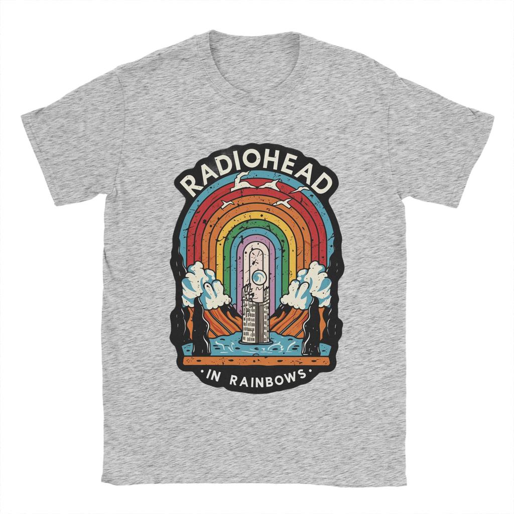 Magliette da uomo Radiohead in Rainbows Magliette Cool a Manica Corta Girocollo Puro Cotone Nuovi Arrivi Top