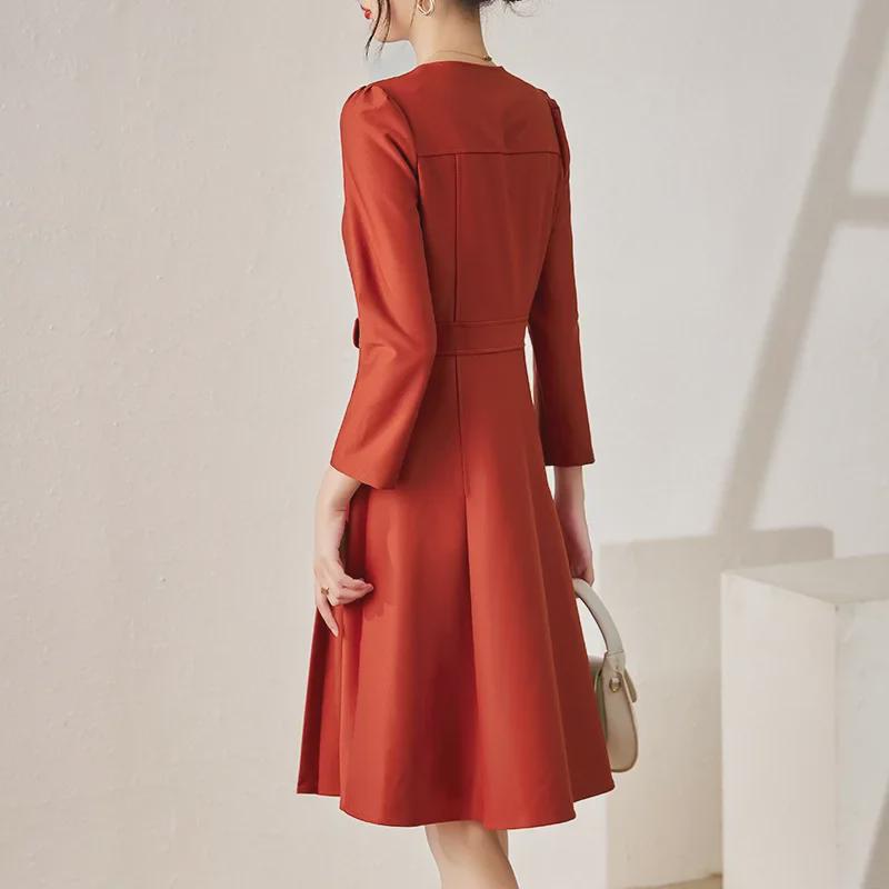 Vestido de Otoño Estilo Francés Nanyou de Cintura Ajustada para Mujer