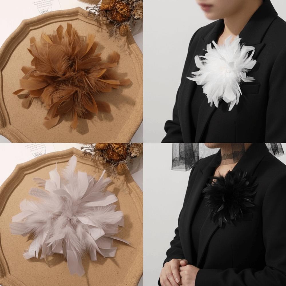 Feather Artificial Flower for Brooch 17cm Large Fake Flower for Pin  Anniversary