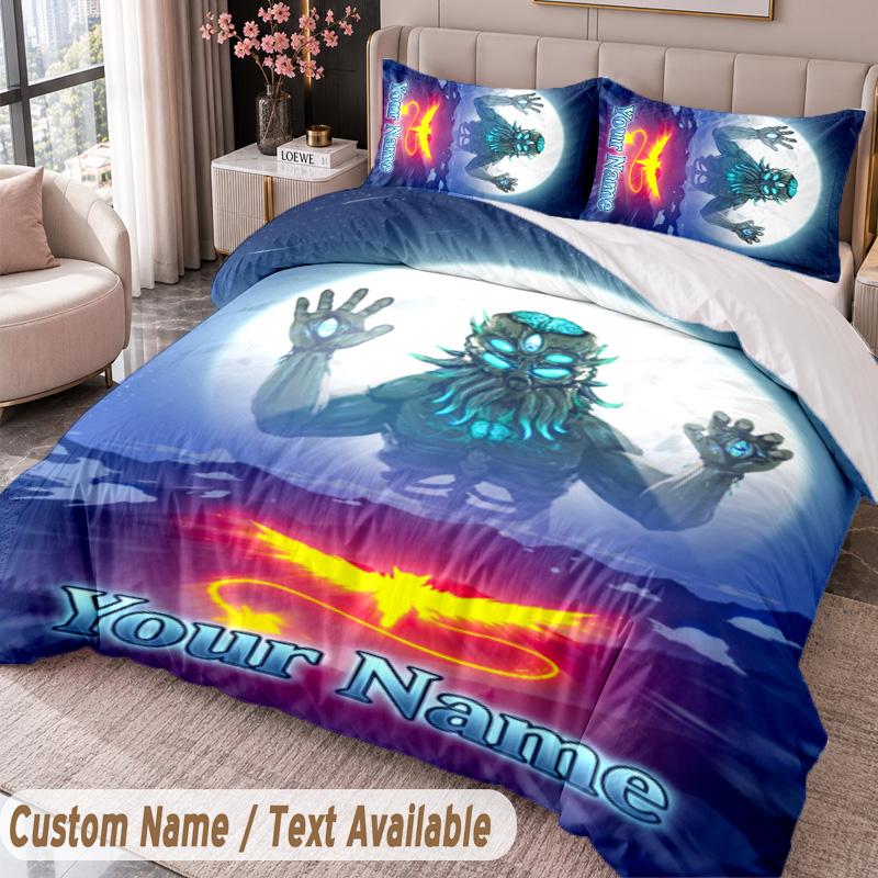 Benutzerdefinierter Name Text 3-teiliges Bettwäsche-Set Terraria Bettbezug und zwei Kissenbezüge