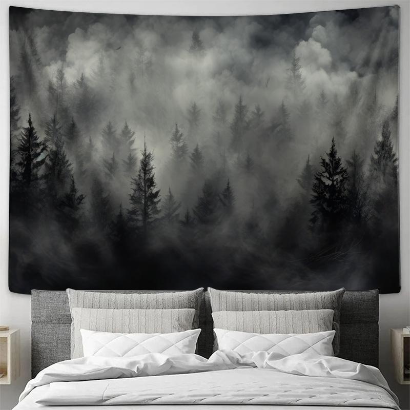 Mysterious Forest Mist Tapestry Art Decor for Bedroom Living Room