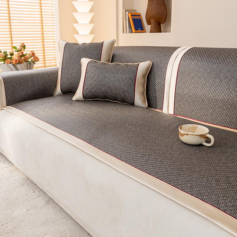 Natural Rattan Mat Sofa Mat  Summer New Non-Slip Seat Cushion Summer Ice Mat Solid Wood Sofa Cover