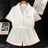 Solid Color Short-Sleeved Ice Silk Pajamas Women'S Summer Cool Casual Loose Silk Loungewear Set