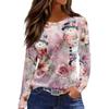 Christmas Limited Edition Women's 3D Floral Snowman Print Round Neck Long Sleeve T-shirt Fashion Casual Long Sleeve Top