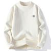 Woodpecker Men's Slim Fit Round Neck Knit Sweater - Warm Velvet Base Layer for Autumn/Winter