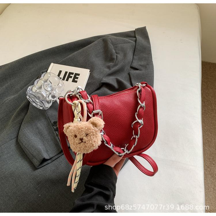 

Trendy fashion new bag women s bag 2025 new ins versatile niche crossbody bag chain hand-held small square bag бордовый