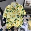 Hawaiian Full Printed Short-Sleeved Floral Shirt Men's Summer Thin Vacation Style Ice Silk Cool Half-Sleeved Loose Shirt