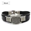 Trendy American Route 66 Printed Pattern Bracelet Men's Bracelet Metal Multilayer Leather Bracelet Accessories New Party Zircon