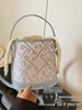 Zhuang Brocade Women's DIY Retro Bucket Crossbody Bag with Drawstring