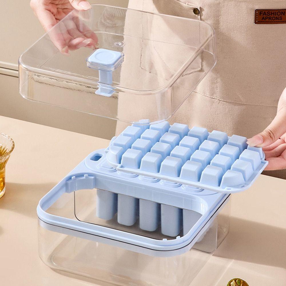 One-Touch Release Press Ice Tray Box Multi-Grid Ice Cream Mold Ice Cube Mold  Home Kitchen Use