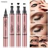 YANQINA Dual-Ended Eyeliner Stamp Pen - Waterproof Liquid Eyeliner with Star Heart Wing Seal 2 In 1 Eye Liner Pen Long Lasting Smudgeproof Eyeliner