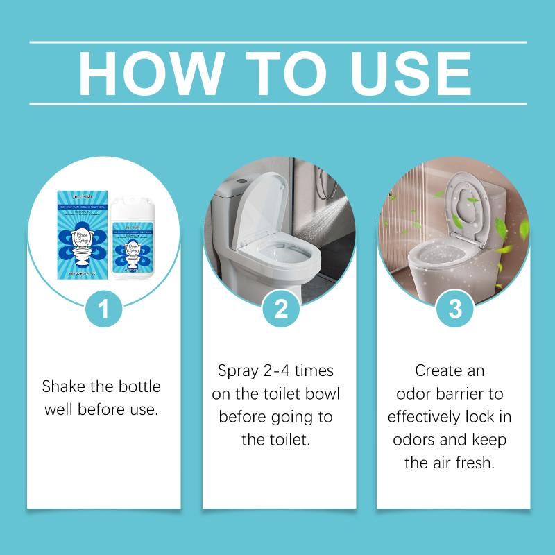 Toilet Spray Powerful 30ml Cleaner Travel Size Fresh Scent Long Lasting Odor Removal for Bathroom Car Office