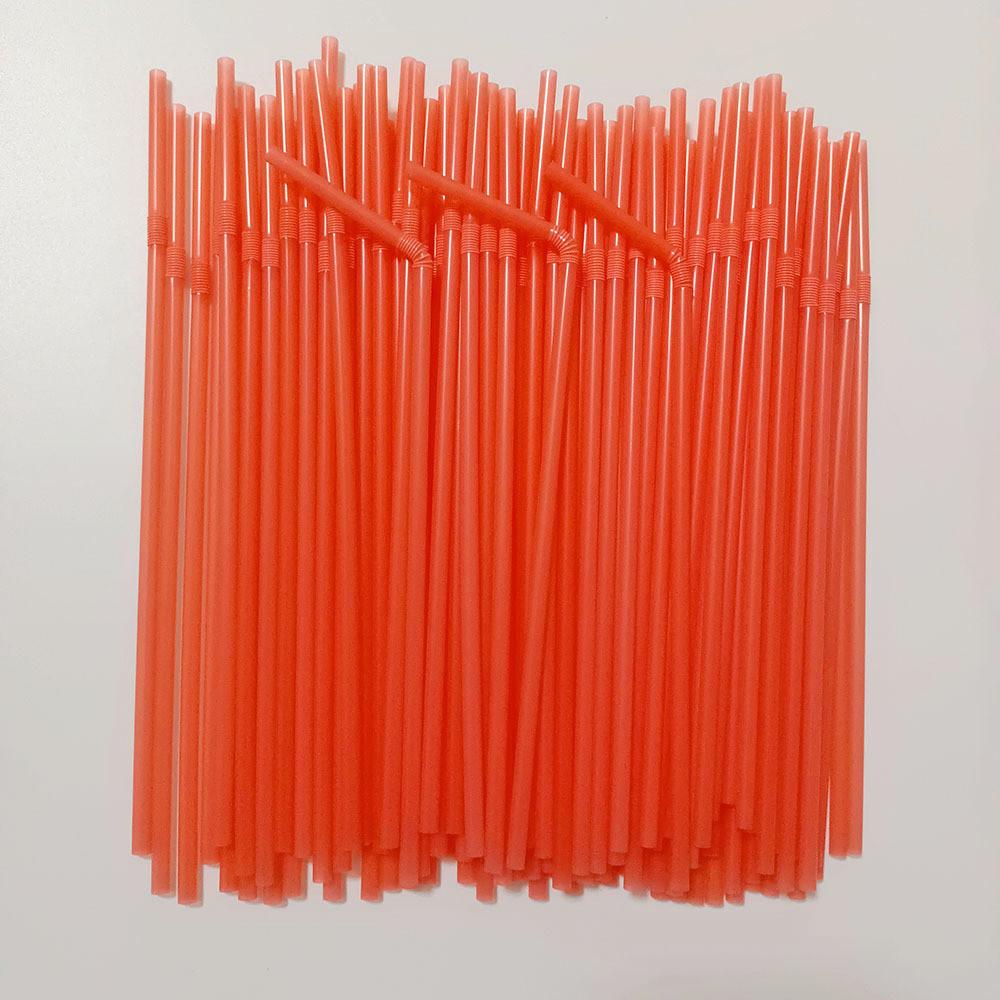 Food Grade Colored Flexible Plastic Drinking Straws For Juice And Milk Tea 100 Pack