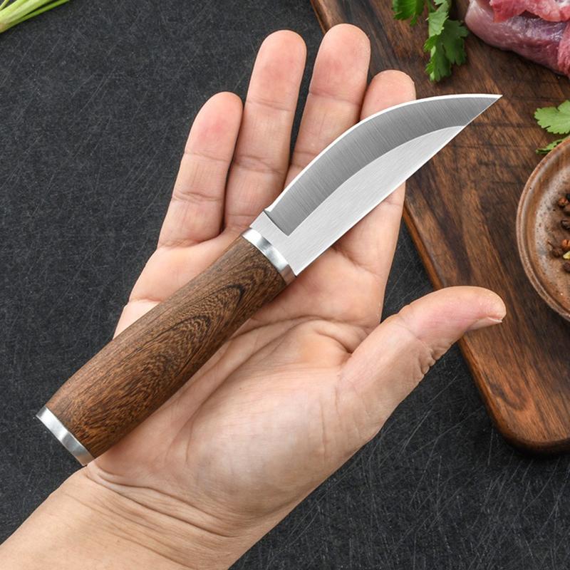 Camping Meat Cleaver Colored Wood Handle Mini Knives Household Fruit Knife Portable Outdoor Survival Self-defense Pocket Knife