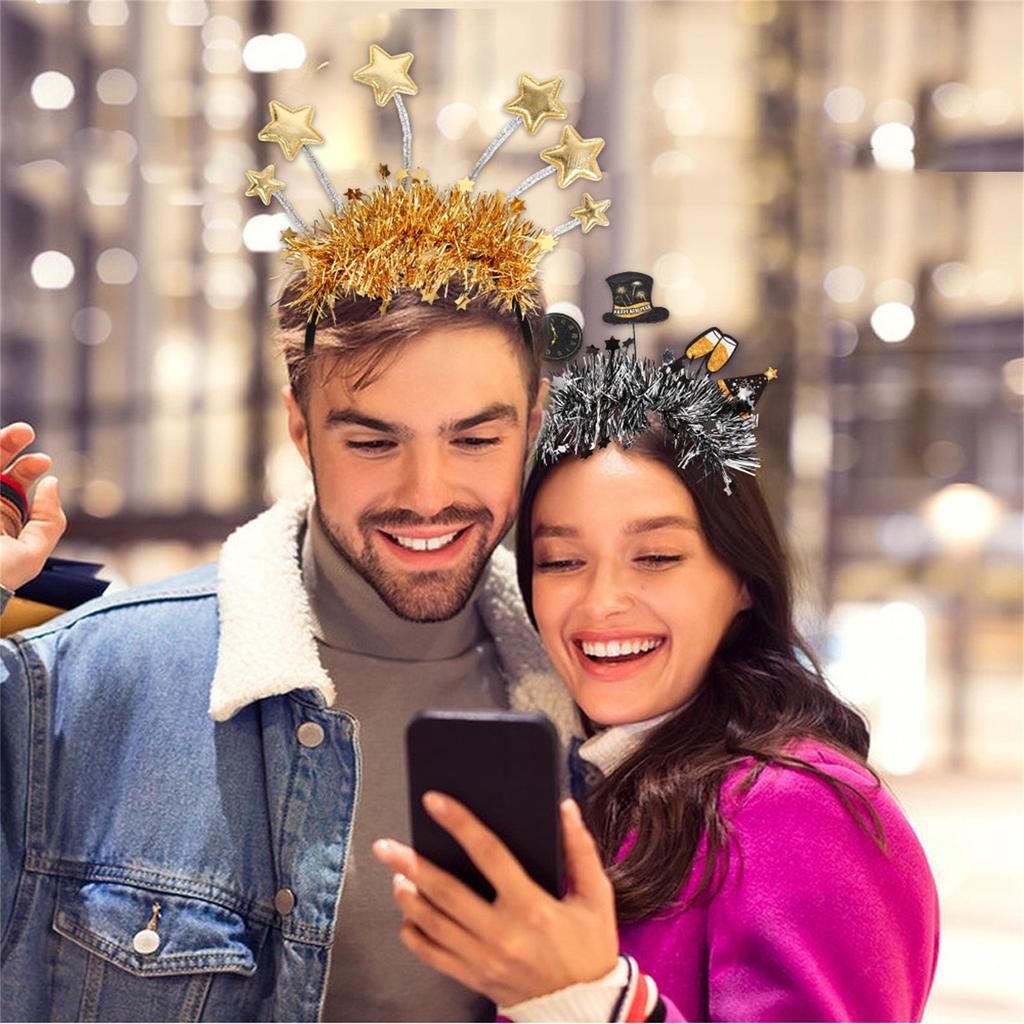 Glitter Headband 2025 Photo Props Fun Headband Party Blingbling Karaoke Party Hair Hoop Tinsel for Christmas Stage