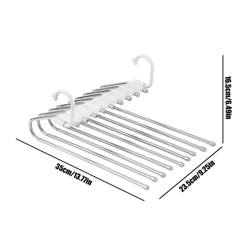 Edelstahl Kleiderbügel 9 Lagen Hosenständer Platzsparend Rutschfest Schrank Organizer mit Haken für Hosen und Schal