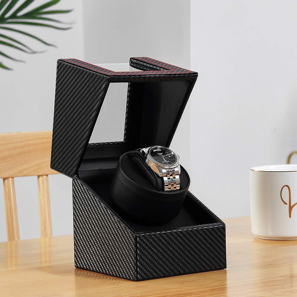 Viklemaskin Watch Winder Automatisk Klokke Viklemaskin Ny automatisk klokkeoppvikling PU kan brukes på alle og klokker 2023 oppgradering (1 opptrekker)