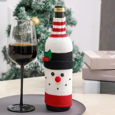 Xmas Red Wine Bottle Cover Claus Knitted Wine Champagne Bottle Bag Santa Snowman Woven Bottle Bags Merry Christmas Decor 2025
