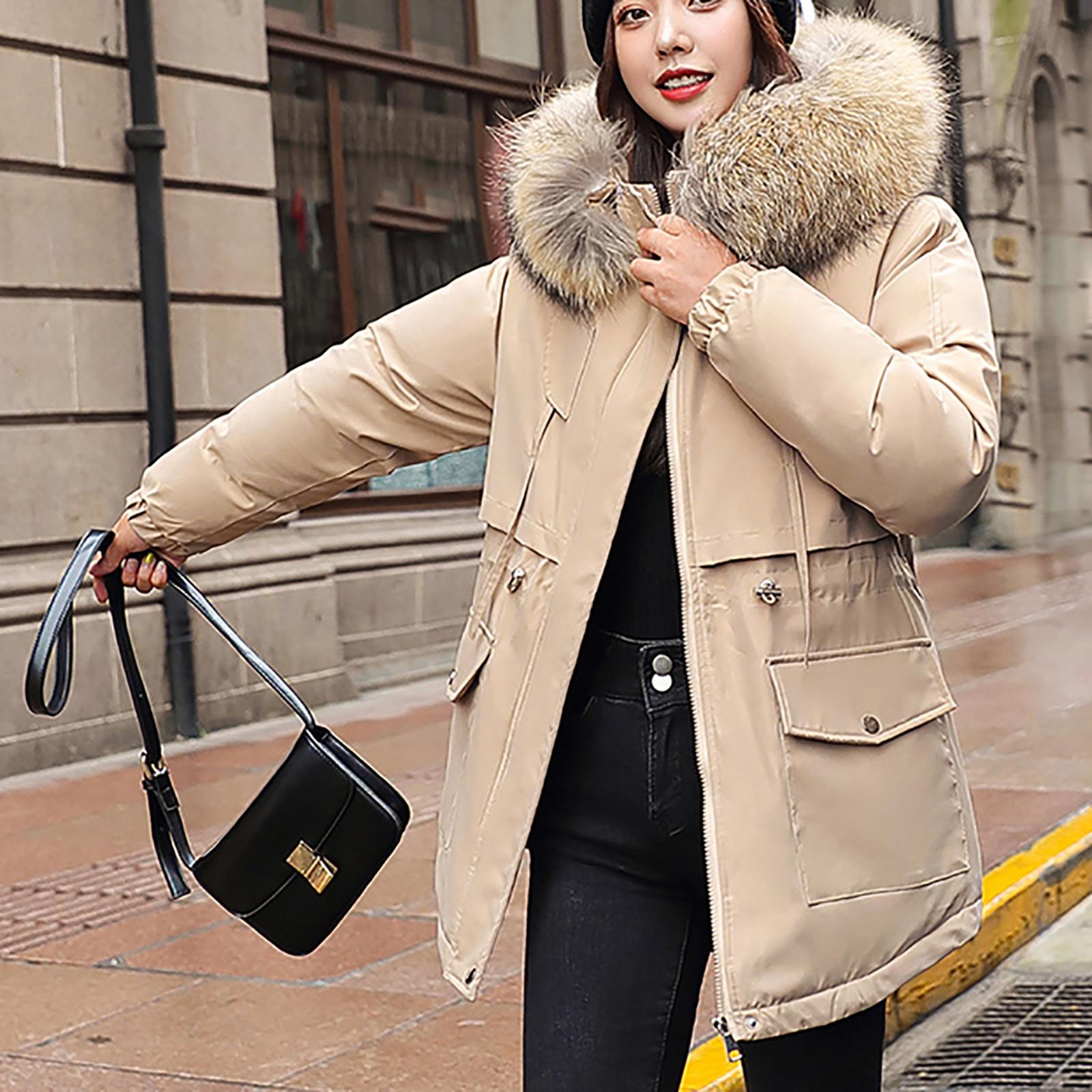 

Женское зимнее утепленное и бархатное теплое повседневное пальто со шляпой XXXXL