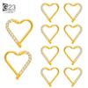 10Pc ASTM F136 Titanium Daith Heart Earring Hoop Cartilage Tragus Helix Rings Hinged Segment Hoop with Clear CZ