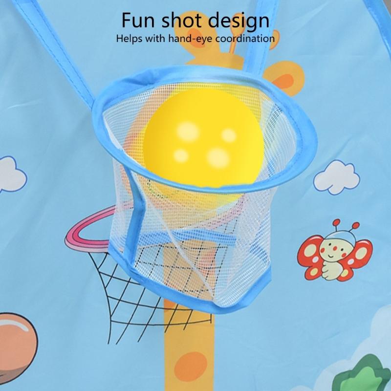 Folding Children's Ball Pit Tent with Basketball Hoop, Portable Playpen for Toddlers' Imaginative Play, Balls Not Included