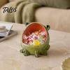 Artistic Animal Sculpture Cute Big Mouth Frog Ceramic Candy Dish & Key Bowl for Entryway Table, Frogs Decorative Resin Statue Bowl, Figurine